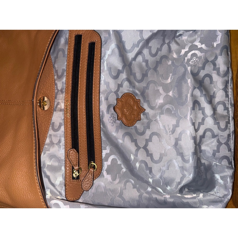 Oryany Tan Pebbled Leather Studded Hobo Shoulder Bag Gold Hardware - Picture 14 of 14